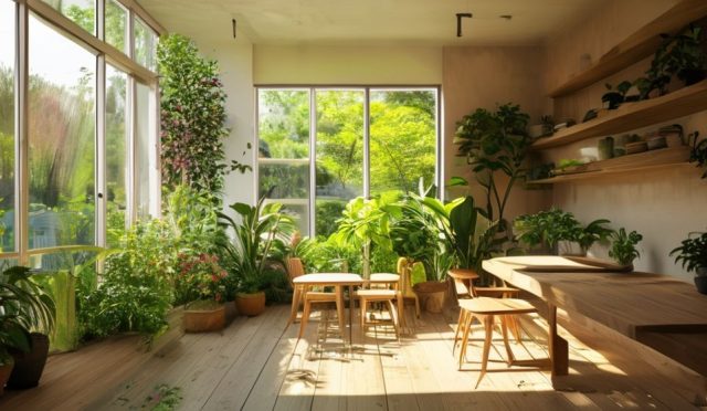 AI generated (Gemini + Flux) featured image for: Yeşil Dokunuşlarla Doğal ve Sürdürülebilir Bir Yaşam (Prompt: A **minimalist, naturalistic** image showing a **bright, sunlit indoor space seamlessly blending wit)
